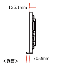 本体側面の奥行195.9mm、パネル125.1mm
