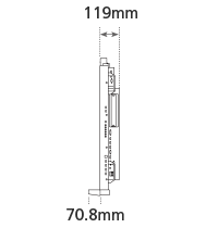 本体側面の奥行189.8mm、パネル119mm