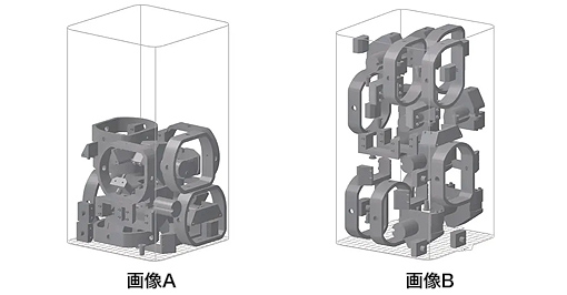 Fuse 1+の標準的なプリントジョブを示す画像A、高密度なプリントジョブを示す画像B