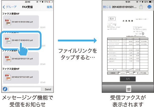 画像：外出先でもファクス文書を確認可能