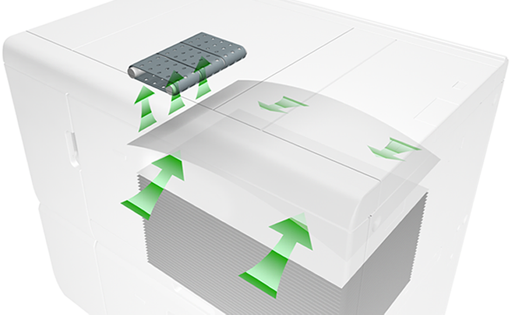 画像：優れた用紙搬送を実現するエアピック式給紙方式を採用