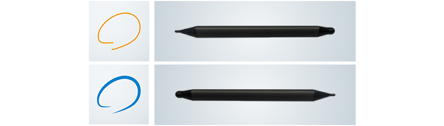 画像：なめらかに書いて消せるタッチペンを2本同梱