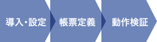 画像：導入・設定 帳票定義 動作検証