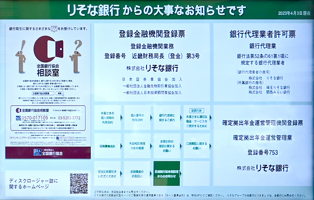 法令で掲示が義務付けられている情報