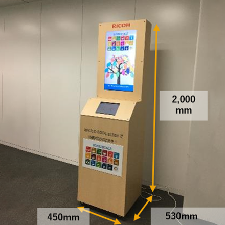 横幅450mm、奥行530mm、高さ2000mmの機材
