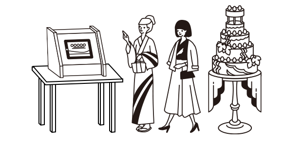 ウェディング会場に機材が設置されているイラスト