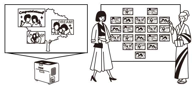 プロジェクターでサイネージ表示しているイラスト