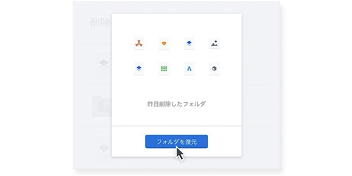 画像：削除したファイルの復元とバージョン履歴