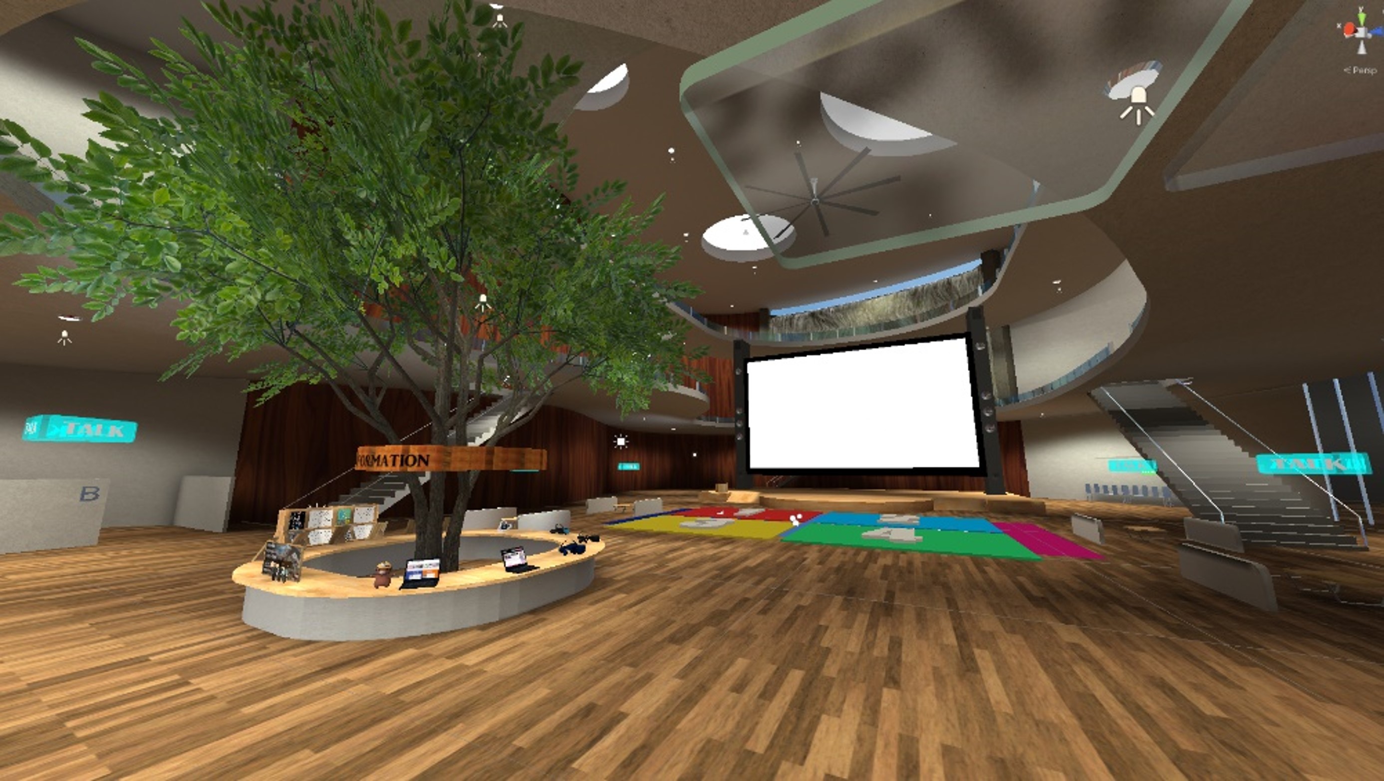 メタバース空間内にモニターがある画像