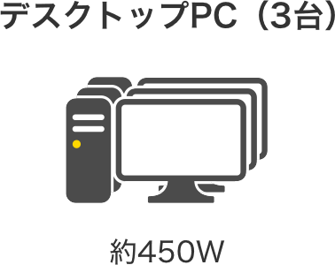 デスクトップPC（3台）　約450W（ワット