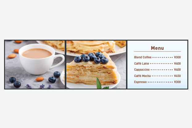 メニューの表示に利用されるデジタルサイネージ例