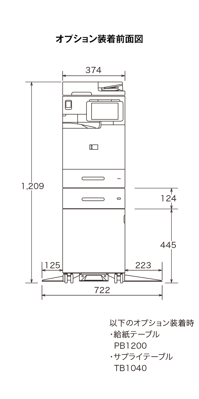 画像3：RICOH IM 460F/370Fの寸法図