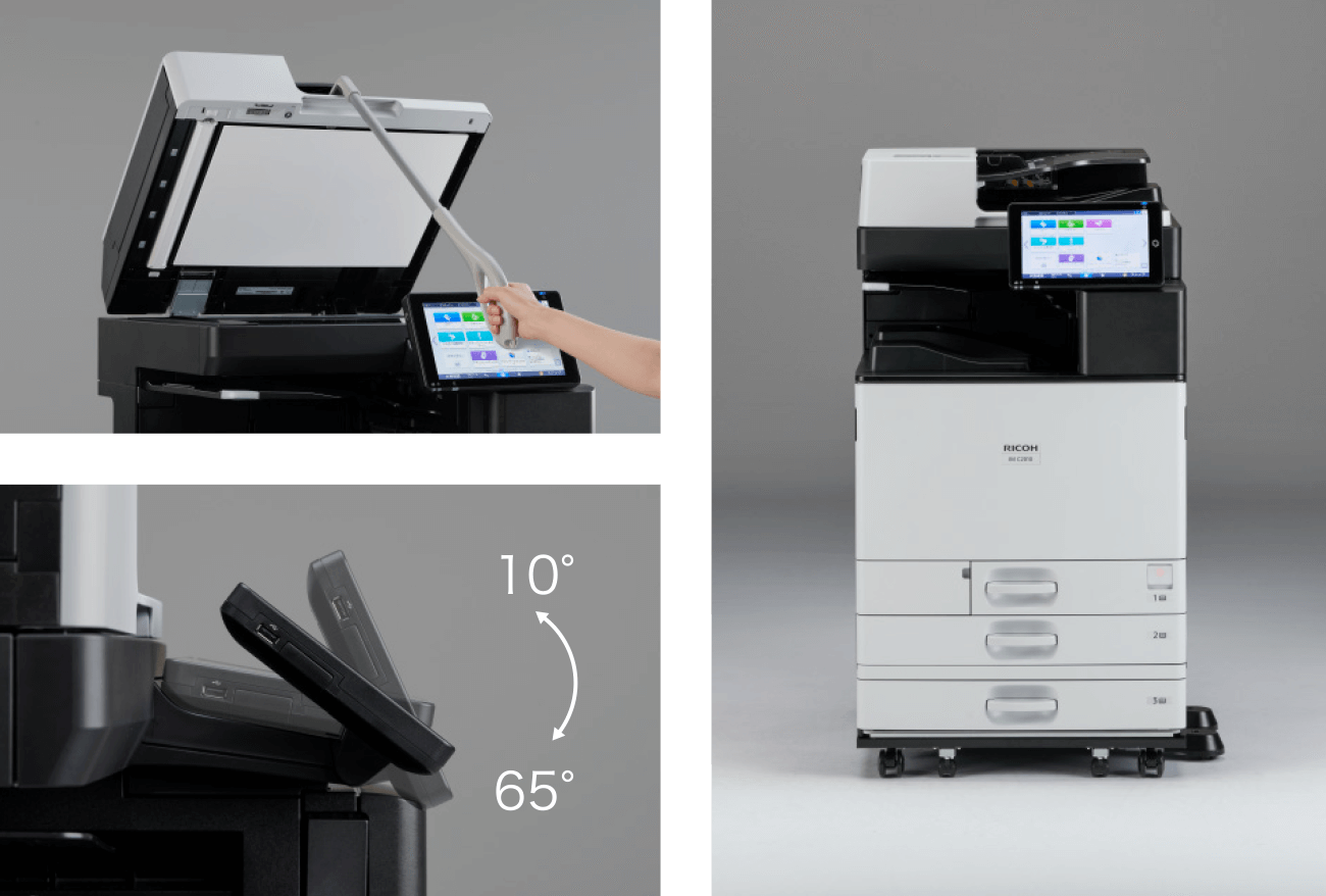 画像：車椅子の方も、座ったままで操作可能