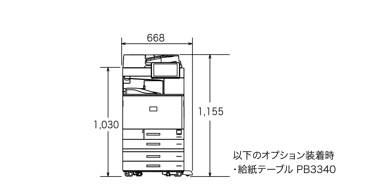 画像1：RICOH IM C2010 寸法図