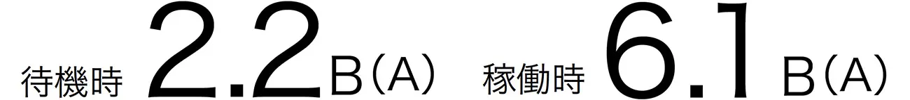待機時：2.2 B（A）、稼働時：6.1 B（A）