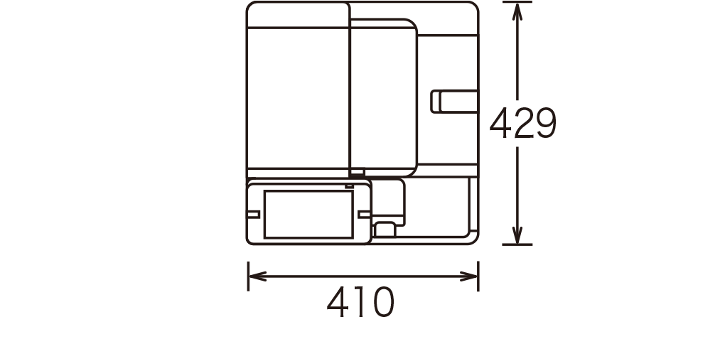幅410mm、奥行き429mm