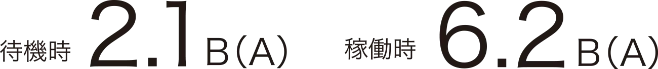 待機時：2.1 B（A）、稼働時：6.2 B（A）
