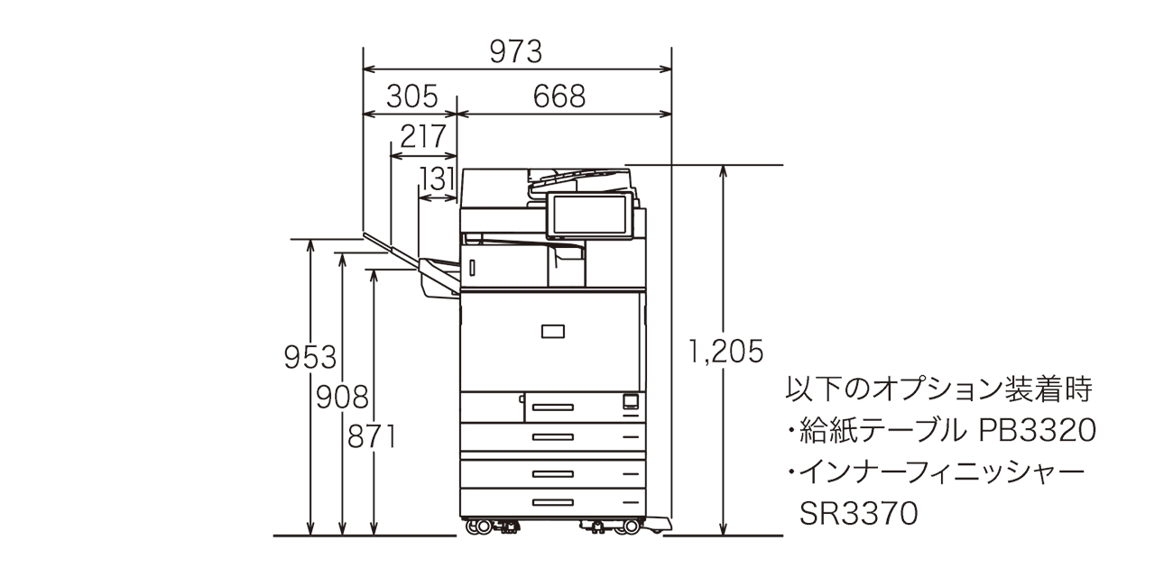 画像5：RICOH IM C67010 の寸法図