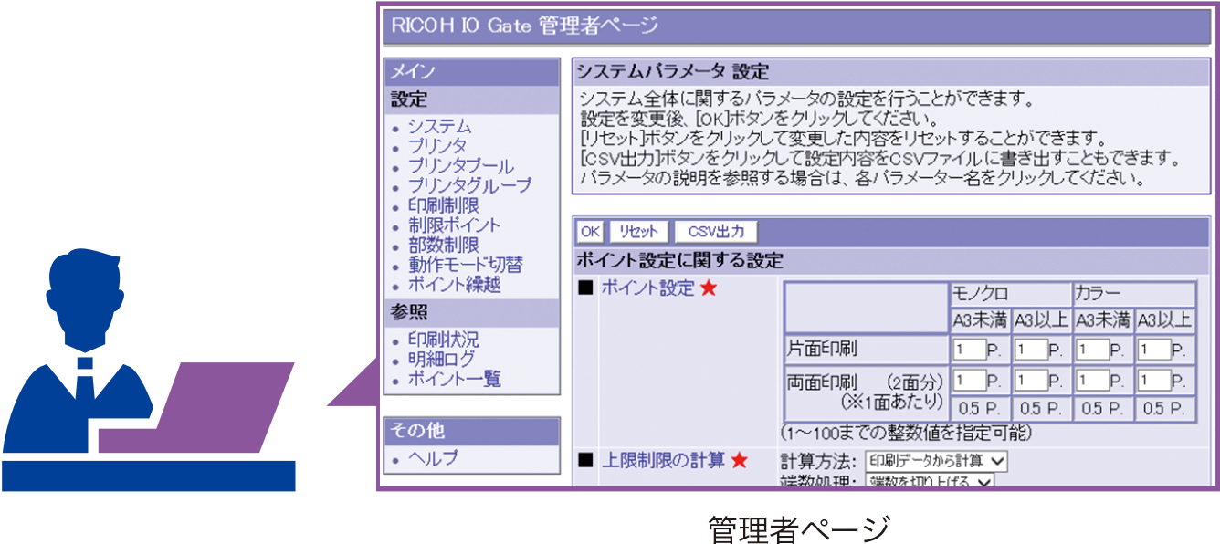 管理者ページから操作します。