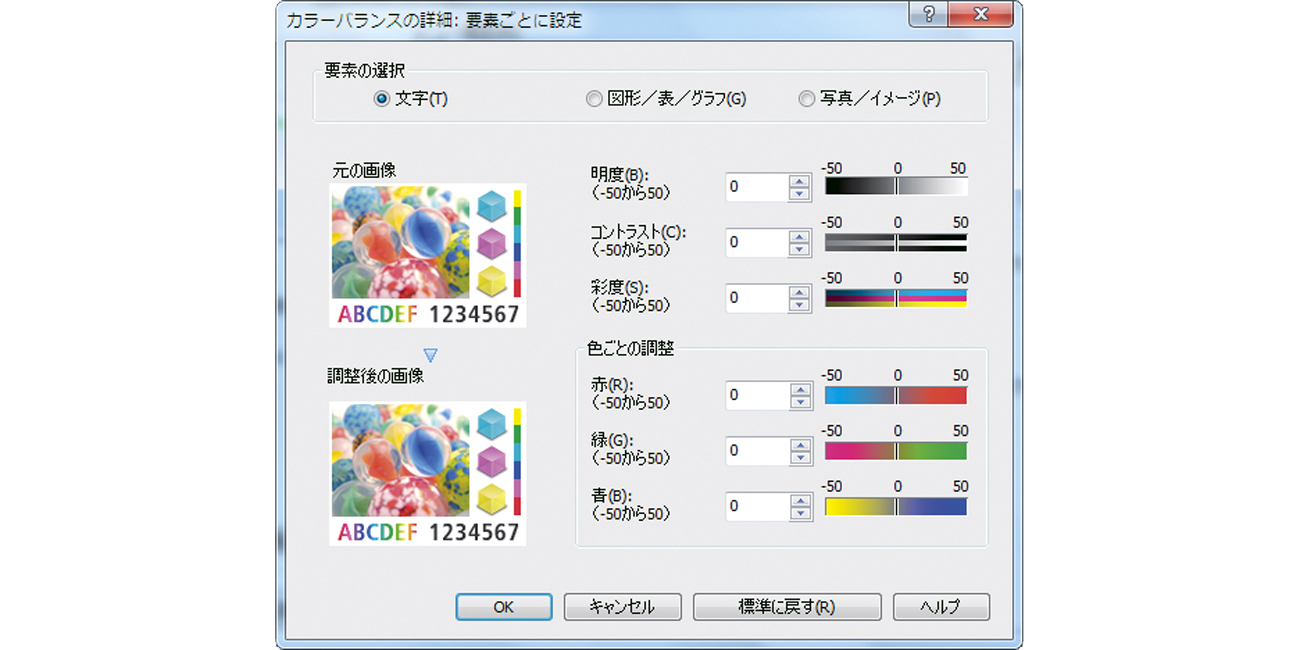 画像：原稿内容に応じた画像調整機能