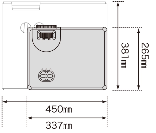 WUL5970の幅450mm、奥行き381mmに対し、WXL5860は幅337mm、奥行き265mm