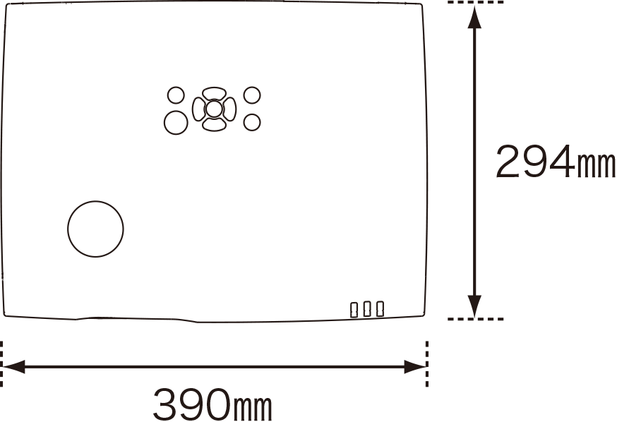 幅：390mm、奥行き：294mm