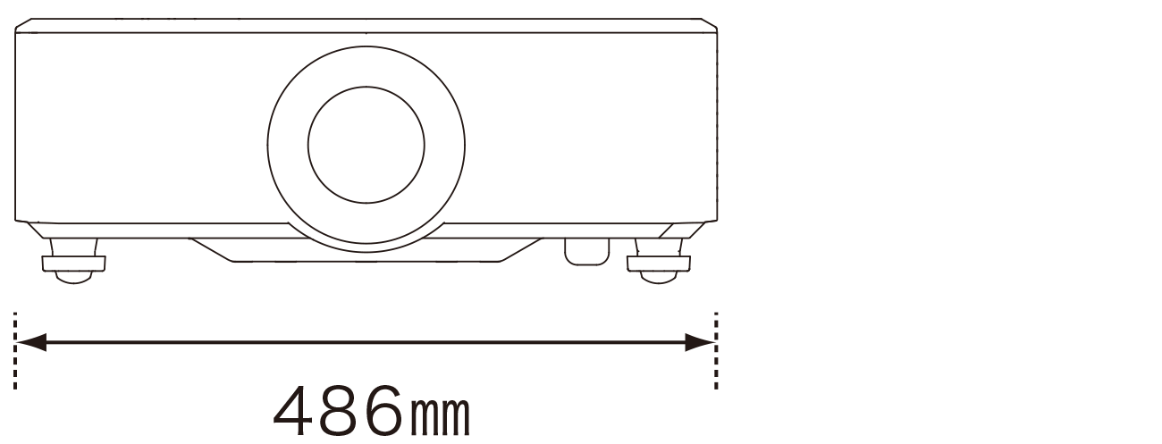 画像：RICOH PJ WUL6670 寸法図 ＜本体正面＞