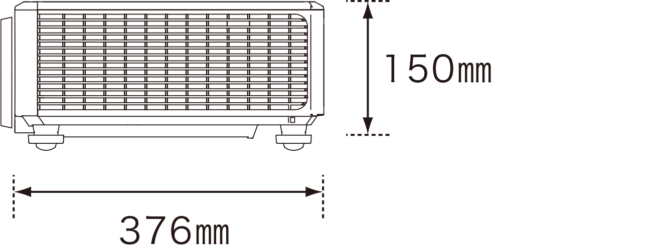 画像：RICOH PJ WUL6670 寸法図 ＜本体側面＞