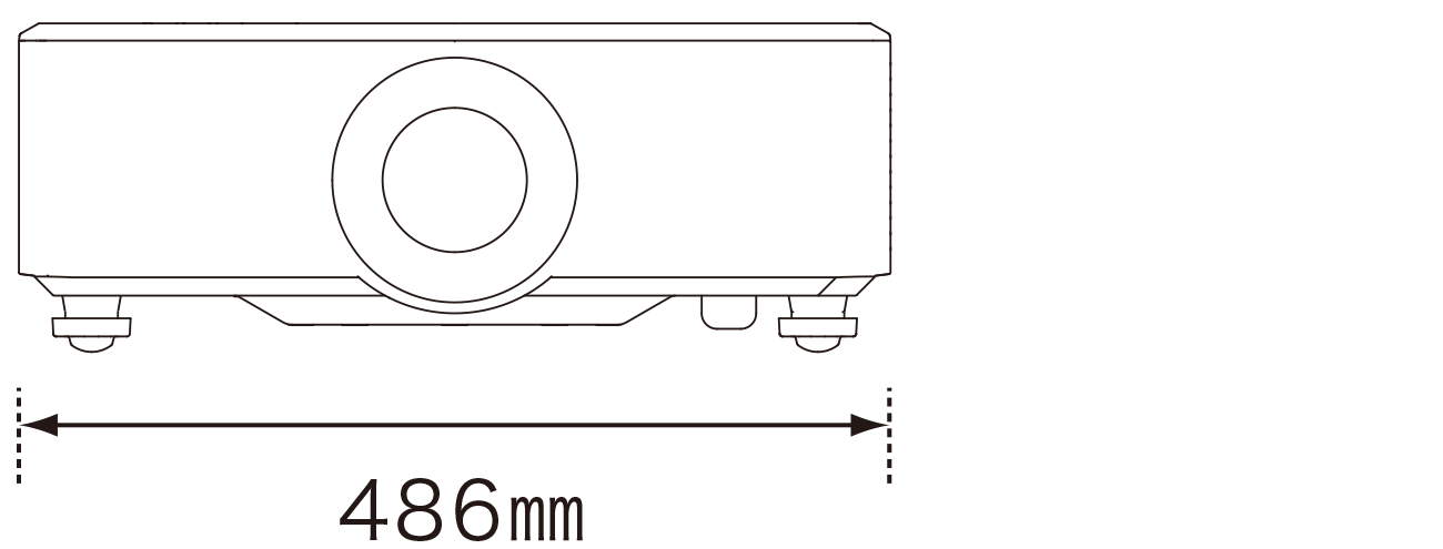 画像：RICOH PJ WUL6680 寸法図 ＜本体正面＞