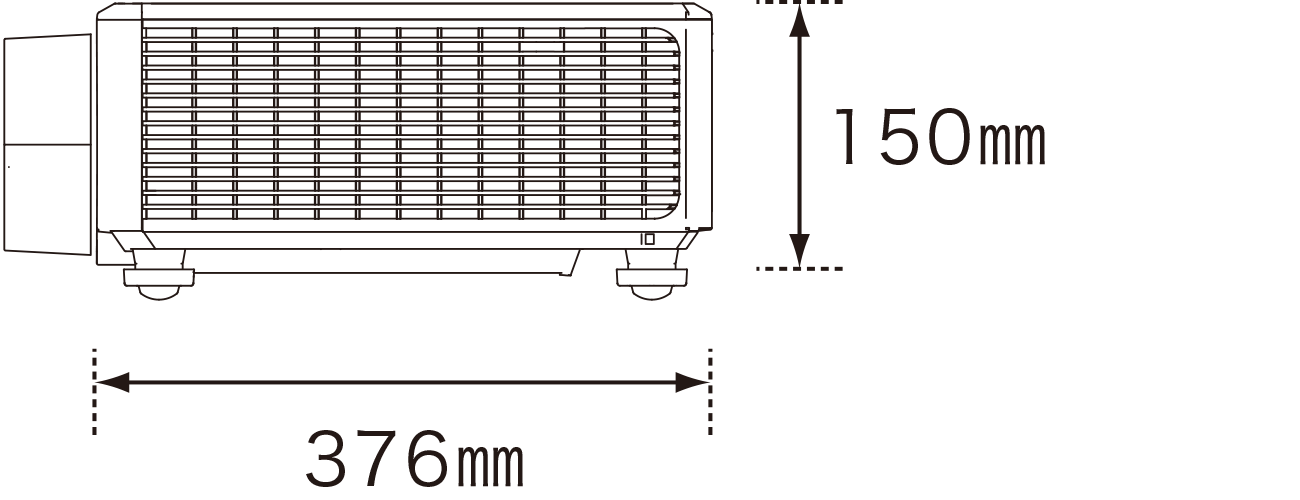 画像：RICOH PJ WUL6680 寸法図 ＜本体側面＞