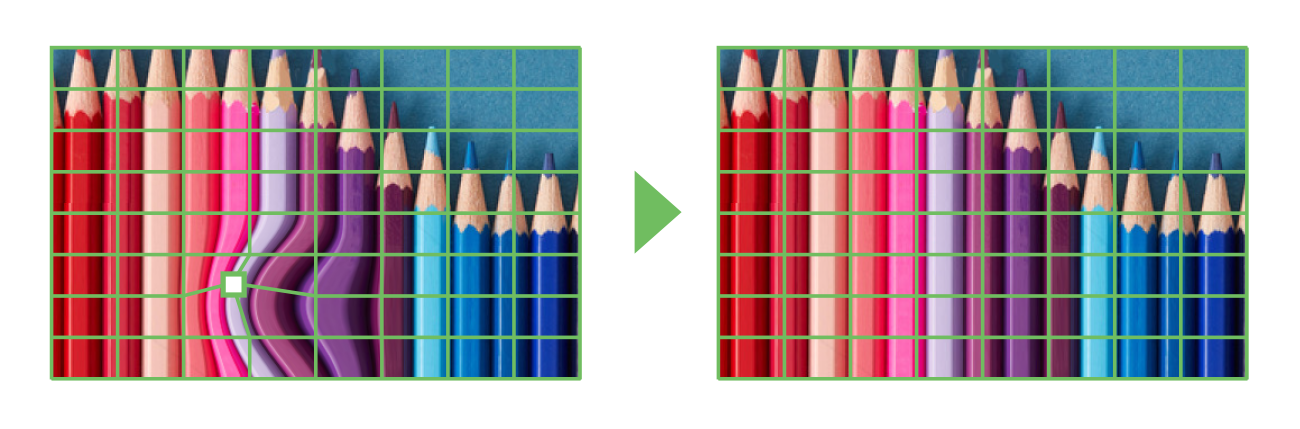 画像2：特殊な投映面への投映をサポートする画像補正調整機能　※画像はイメージです