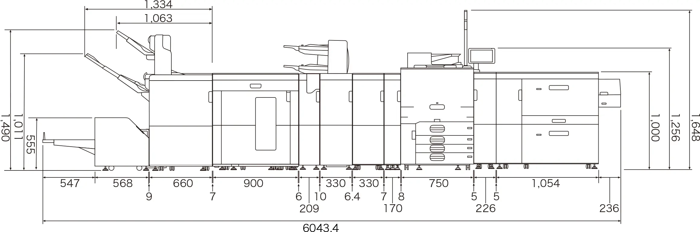 設置に必要な⼨法図
