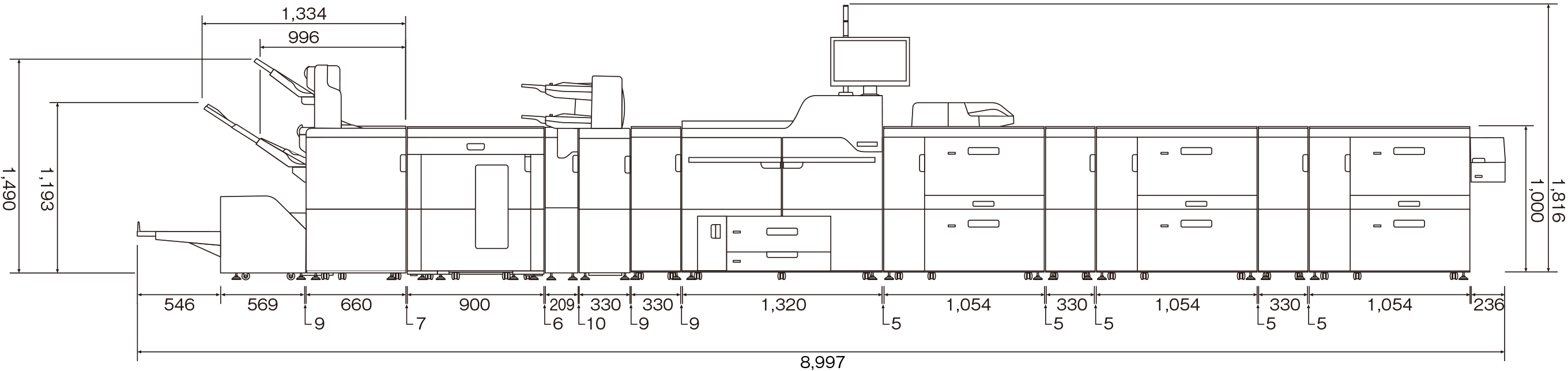画像：オプション装着時の寸法①