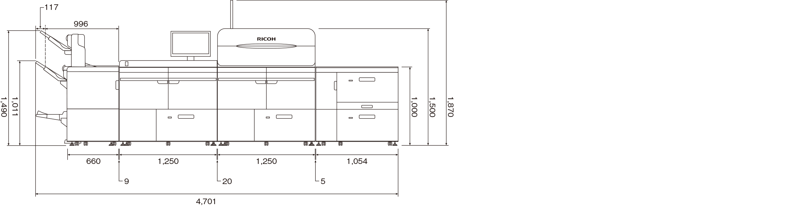 画像：オプション装着時の寸法①