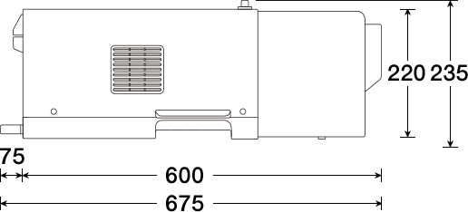 突起部を除く奥行き600mm、突起部を含む奥行き675mm