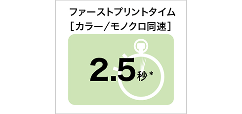 ファーストプリントタイム［カラー/モノクロ同速］2.5秒*