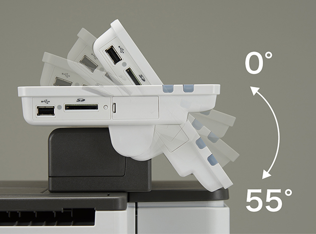 角度は水平に対し0度から55度まで変更が可能