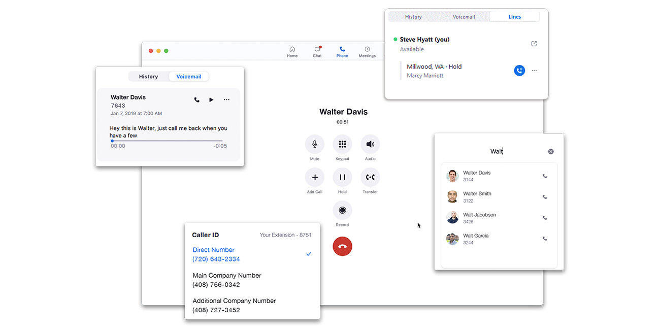 画像：zoom phone中のPC画面