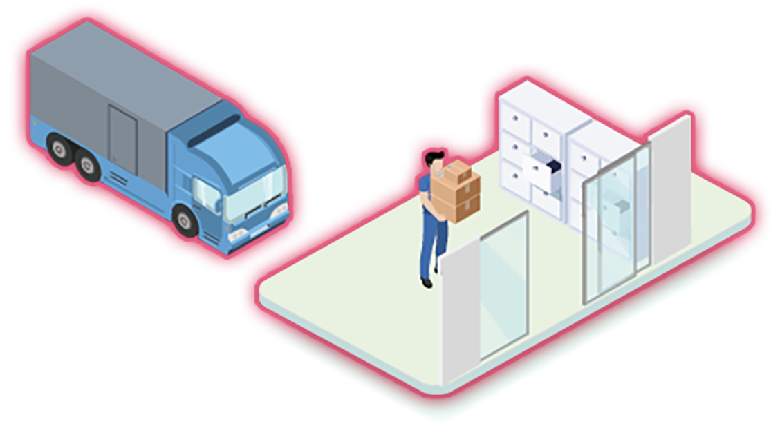 物流・受渡エリアのソリューションイメージ図