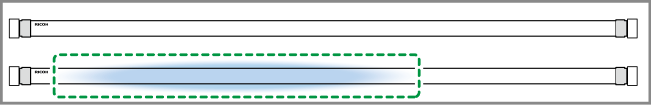 画像：光色が青白く変化したLED照明