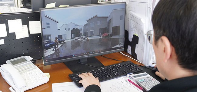分譲地の3D画像を作成する様子