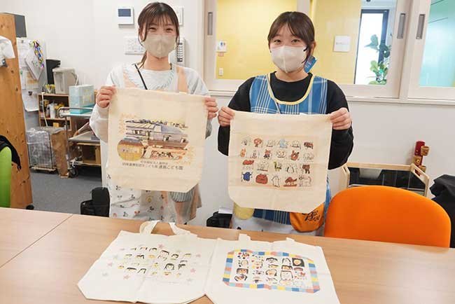 これまで連島こども園で作成してきたオリジナルのトートバッグ