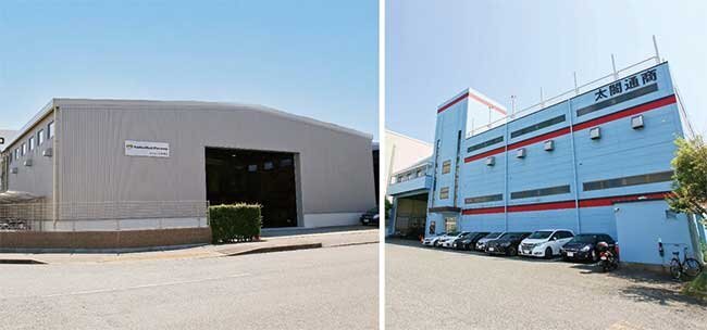 メール事業部（左）と運輸事業部（右）の外観