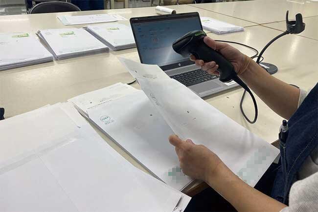 バーコードリーダーでの検品により作業の正確性を確保