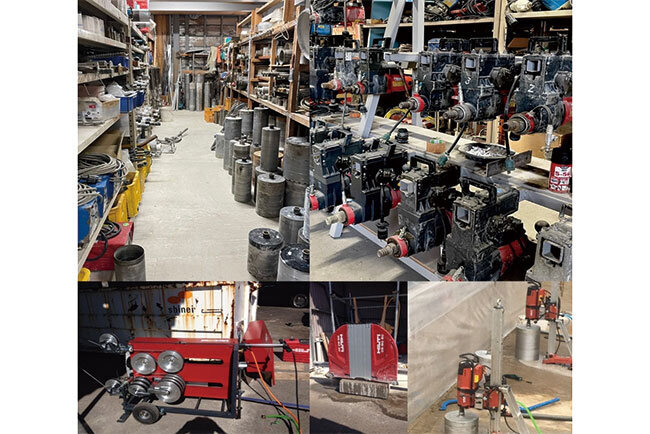 多様な道具がそろっているエフ・ティー工業の倉庫