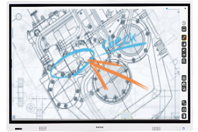 エクセルデータや図面の上にもタッチペンで記入でき、そのまま保存することも可能
