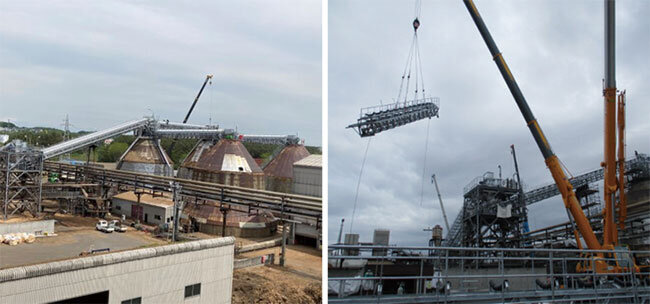 設計したベルトコンベアの設置作業