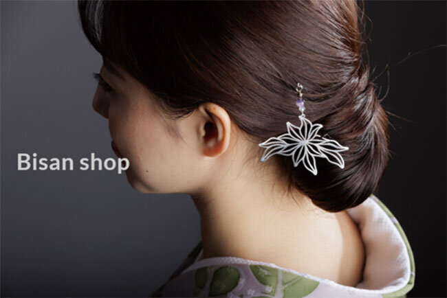 ビサンで製作した花柄のかんざし