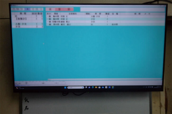 厨房に置かれた大型モニター