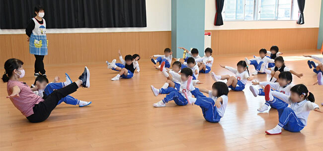 幼稚園の3階で行われていた体操教室